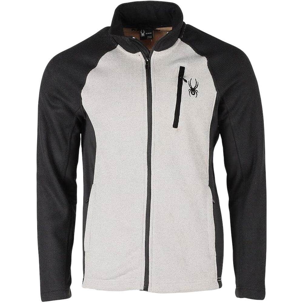 Spyder Men's Raider Full Zip Jacket -Oatmeal Heather Black (Size: LARGE)